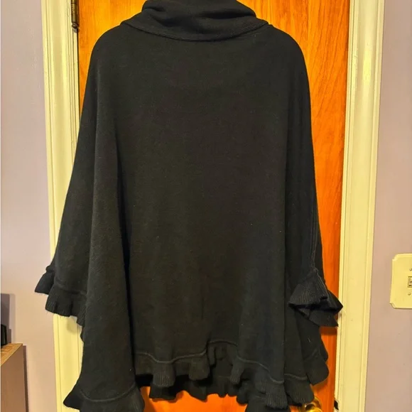 Cejon Black Knit Cowl Neck Poncho - Picture 2 of 2